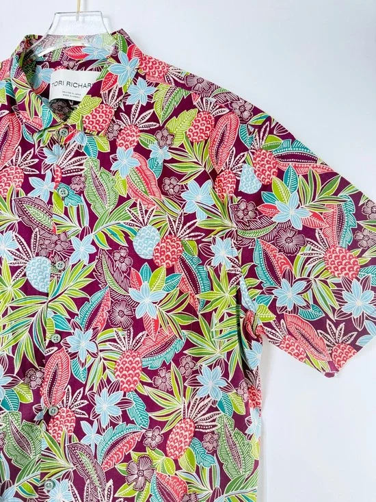 Tori Richard Tropbatik Cotton Lawn Camp Shirt Graphic Pineapples Men's Size XL - Picture 14 of 15